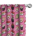 thumbnail image 1 of Ambesonne Wasabi Window Curtains, Kawaii Style Sushi, Each 28" W x 84" L, Pink and Multicolor, 1 of 4