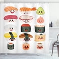 thumbnail image 1 of Ambesonne Wasabi Shower Curtain, Funny Cartoon Sushi, 69"Wx84"L, Multicolor, 1 of 3