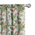 thumbnail image 1 of Ambesonne Watercolor Window Curtains, Poinsettia Pattern, Each 28" W x 95" L, Vermilion Yellow Green, 1 of 5