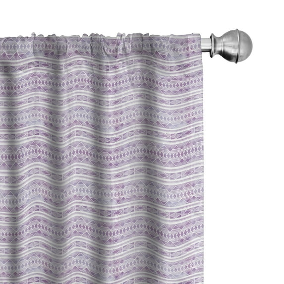 Ambesonne Watercolor Window Curtains, Triangles, Each 28" W x 95" L, Violet Lilac White