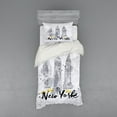 thumbnail image 1 of Ambesonne Watercolor Bedding Set 3 Pcs, New York Sketch Art, Twin XL, Black White, 1 of 3