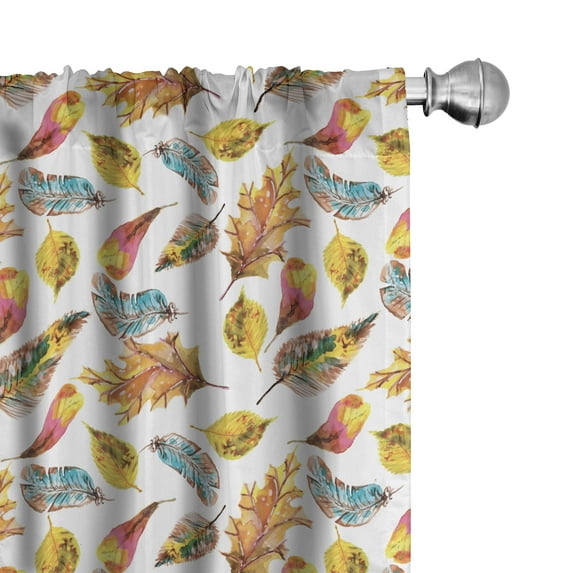 Ambesonne Watercolor Curtains, Fal Season Leaves, Pair of 28"x95", Multicolor