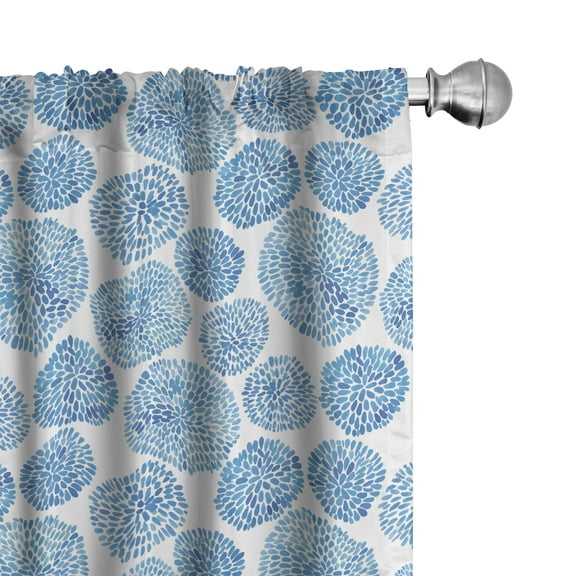 Ambesonne Watercolor Curtains, Japan Flower, Pair of 28"x95", Sky Blue