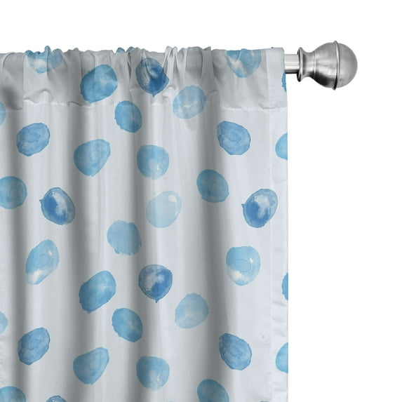 Ambesonne Watercolor Curtains, Modern Blue Polka Dots, Pair of 28"x84", Deep Sky Blue