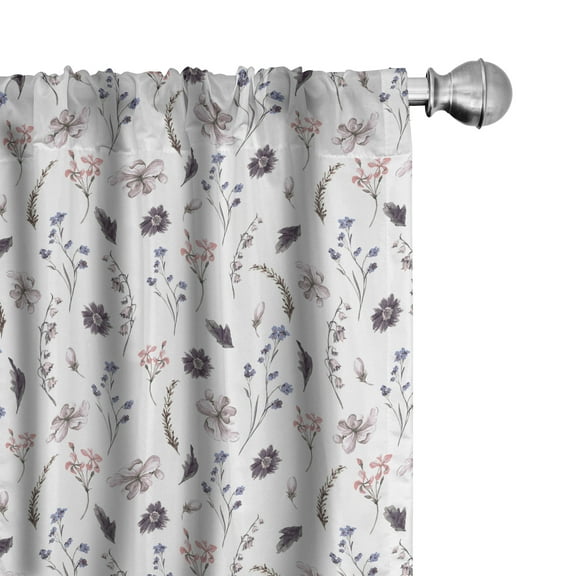 Ambesonne Watercolor Curtains, Vintage Floral Motif, Pair of 28"x95", Multicolor