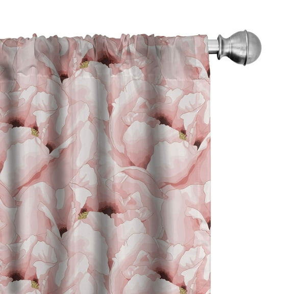 Ambesonne Watercolor Curtains, Vintage Flower Bloom, Pair of 28"x84", Pale Pink