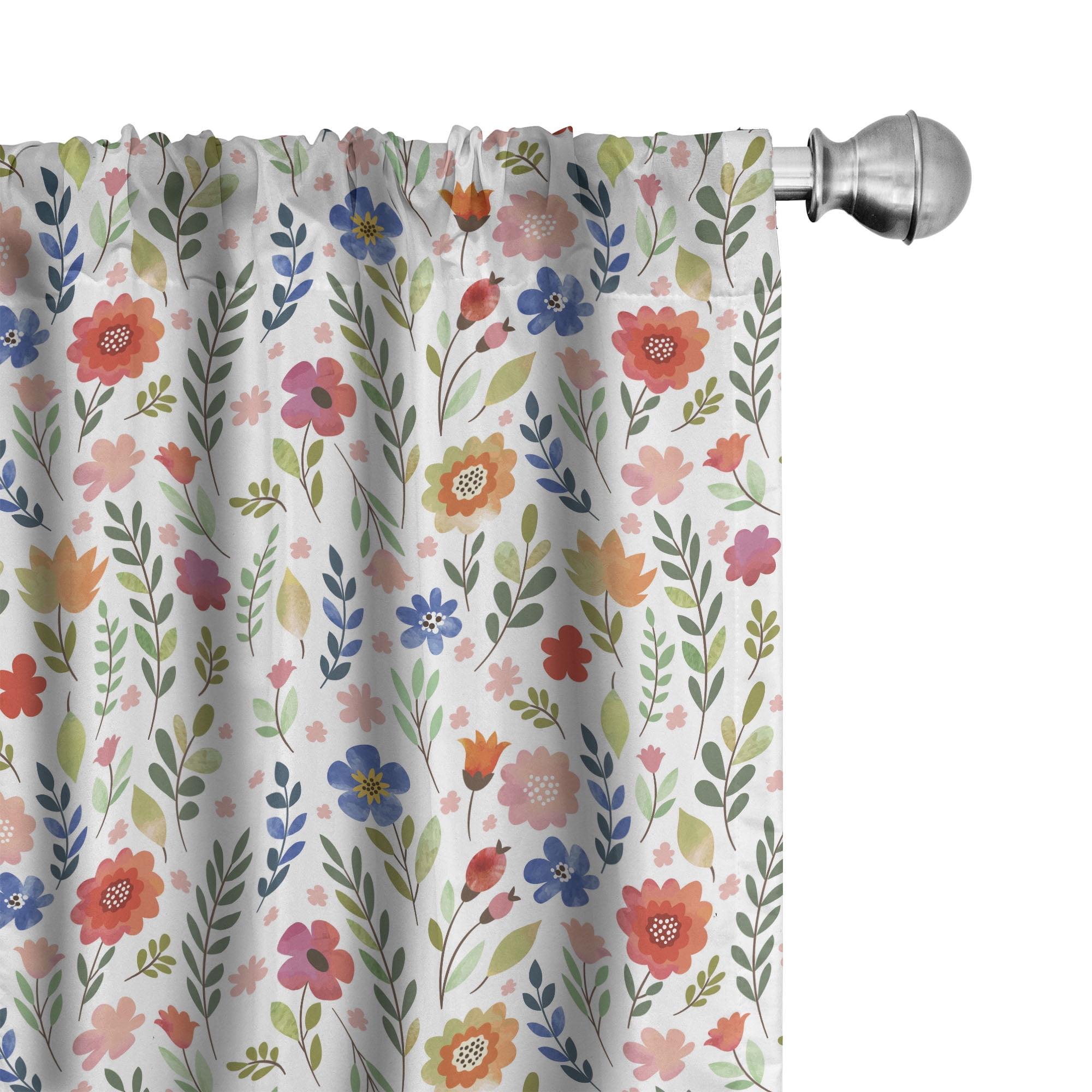 Multicolor Floral Watercolor 95" Rod Pocket Curtain Panel Pair