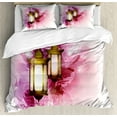 thumbnail image 1 of Ambesonne Watercolor Duvet Cover Sets, Antique Old Fanoos Art, 2-King, Green Brown and Violet, 1 of 6
