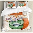 thumbnail image 1 of Ambesonne Watercolor Duvet Cover Sets, Fox Coffee Bird, 2-King, Jade Green Pale Pink, 1 of 7