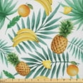 thumbnail image 1 of Ambesonne Watercolor Fabric by the Yard Microfiber, Exotic Fruits Leaves, 5 Yards, Green Yellow Pale Brown, 1 of 2