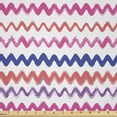 thumbnail image 1 of Ambesonne Watercolor Fabric by the Yard Microfiber, Grunge Wavy Zigzags Fun, 10 Yards, Pink Coral and Royal Blue, 1 of 2