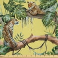 thumbnail image 1 of Ambesonne Watercolor Fabric by the Yard Microfiber, Leopards in Jungle, 10 Yards, Yellow Green Pale Yellow, 1 of 2