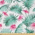 thumbnail image 1 of Ambesonne Watercolor Fabric by the Yard Microfiber, Tropic Ferns Flowers, 1 Yard, Seafoam Pink, 1 of 2