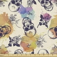 thumbnail image 1 of Ambesonne Watercolor Fabric by the Yard Upholstery, Sketchy Floral Ornament, 5 Yards, Indigo Ivory Multicolor, 1 of 5