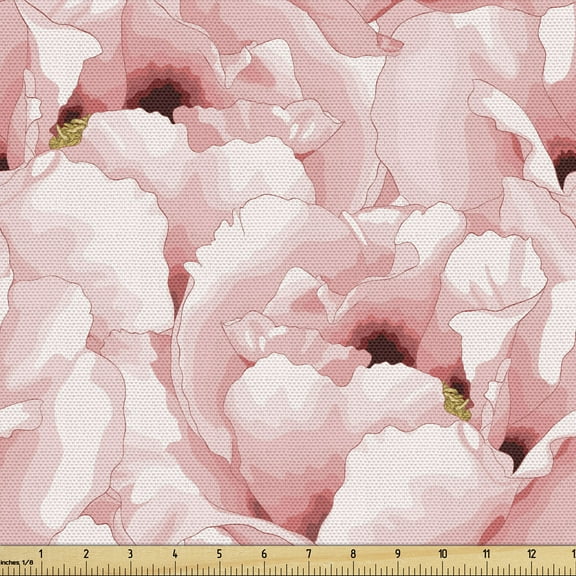 Ambesonne Watercolor Fabric by the Yard Upholstery, Vintage Flower Bloom, 10 Yards, Pale Pink