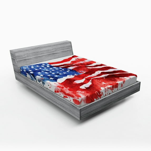 Ambesonne Watercolor Fitted Sheet, Digital Graffiti, Full Size, Red Blue