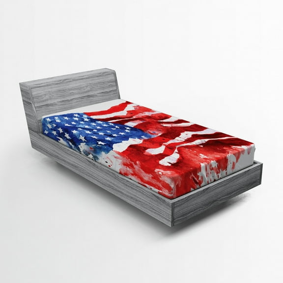 Ambesonne Watercolor Fitted Sheet, Digital Graffiti, Twin Size, Red Blue