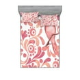 thumbnail image 1 of Ambesonne Watercolor Fitted Sheet & Pillow Sham Set, Bird on Branch, Full, Coral Dried Rose White, 1 of 2