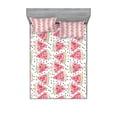 thumbnail image 1 of Ambesonne Watercolor Fitted Sheet & Pillow Sham Set, Pieces of Watermelon, King, Coral Pale Green Black, 1 of 2