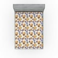 thumbnail image 1 of Ambesonne Watercolor Fitted Sheet, Sketchy Floral Ornament, Queen Size, Indigo Ivory Multicolor, 1 of 5