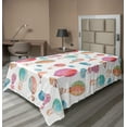 thumbnail image 1 of Ambesonne Watercolor Flat Sheet, Air Balloons Clouds, Twin Size, Blue Pink Coral, 1 of 1