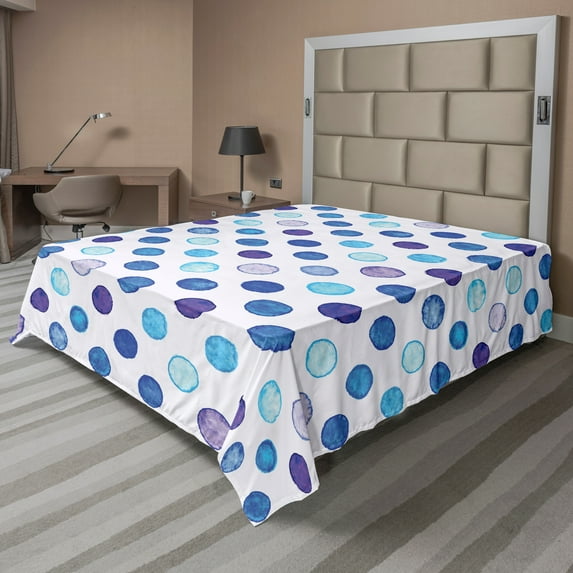 Ambesonne Watercolor Flat Sheet, Blue Tones Soft Funky, California King, Multicolor