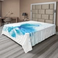 thumbnail image 1 of Ambesonne Watercolor Flat Sheet, Butterfly on Flower, California King, Blue Sky Blue White, 1 of 1