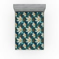 thumbnail image 1 of Ambesonne Watercolor Floral Fitted Sheet, Surreal Garden, King Size, Dark Teal Burnt Orange, 1 of 5