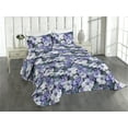 thumbnail image 1 of Ambesonne Watercolor Floral Quilted Coverlet 3 Pcs, Spring Wildflower, Queen Size, Violet Grey Teal Indigo, 1 of 4