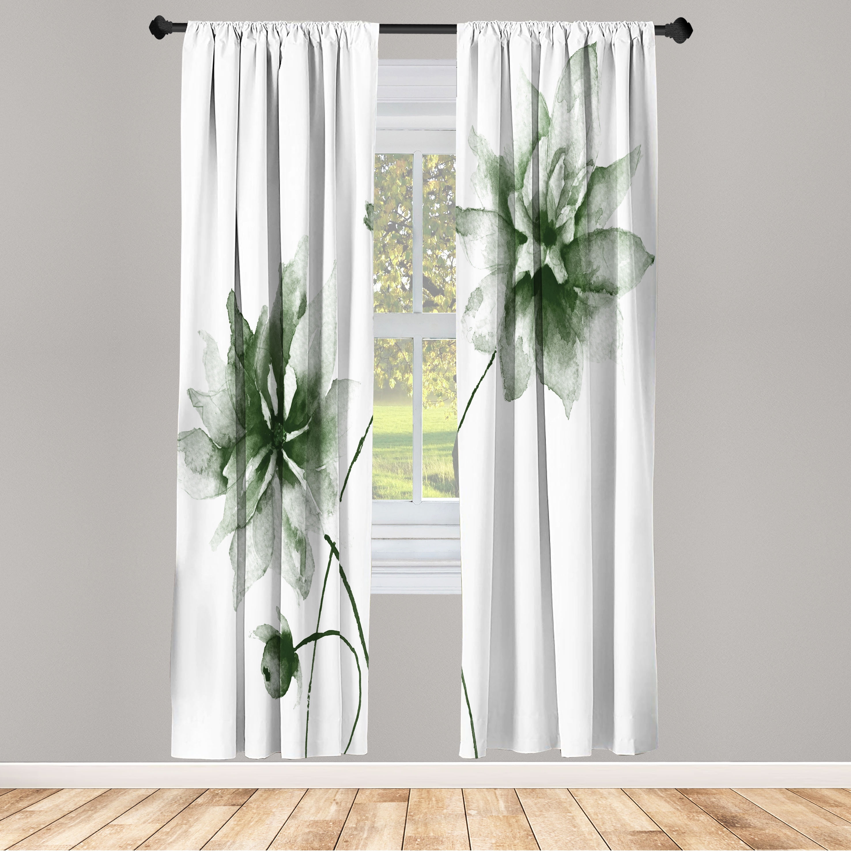 Fern Green Light Filtering Microfiber Curtain Panel Pair