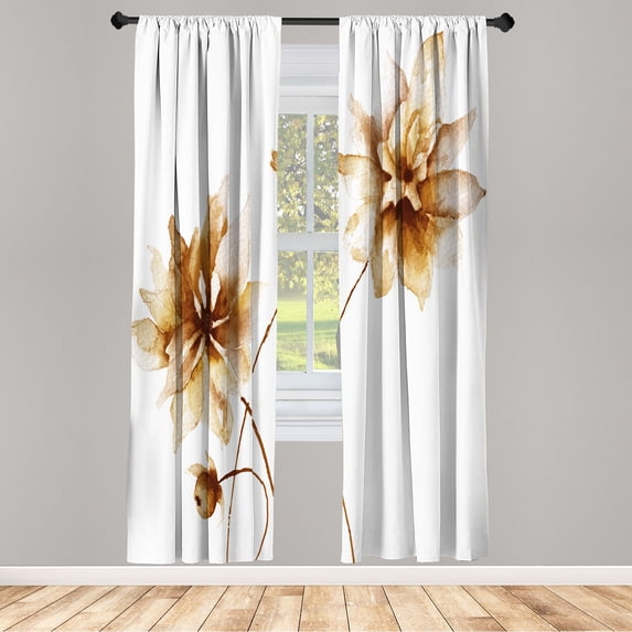 Ambesonne Watercolor Flower Curtains, Flower Spring, Pair of 28"x95", Dark Yellow