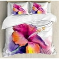 thumbnail image 1 of Ambesonne Watercolor Flower Home Hibiscus Flower in Pastel Abstract Romantic Petal Pattern Duvet Cover Set, 1 of 3