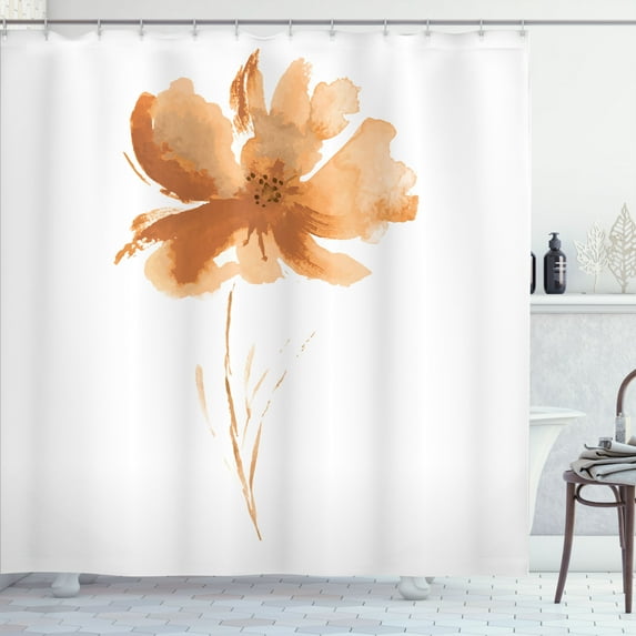Ambesonne Watercolor Flower Shower Curtain, Poppy Flower Art, 69"Wx75"L, Burnt Orange