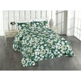thumbnail image 1 of Ambesonne Watercolor Flowers Quilted Bedspread Set 3 Pcs, Watercolor Roses, Twin, Hunter Green and Beige, 1 of 4