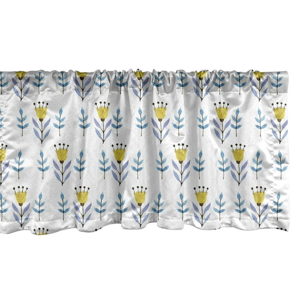 Ambesonne Watercolor Flowers Window Valance, Fresh Petunia Blossoms Pastel Flourish Growth of Mother Nature Theme, Curtain Valance for Kitchen Bedroom Decor with Rod Pocket, 54" X 12", Multicolor