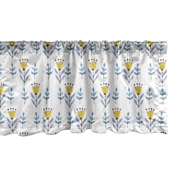 Ambesonne Watercolor Flowers Window Valance, Fresh Petunia Blossoms Pastel Flourish Growth of Mother Nature Theme, Curtain Valance for Kitchen Bedroom Decor with Rod Pocket, 54" X 12", Multicolor