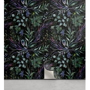 Ambesonne, Watercolor Forest Peel & Stick Wallpaper for Home, Leaves of Jungle, 13"x100", Lavender and Jade Green