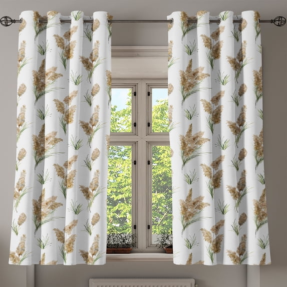 Ambesonne Watercolor Grommet Curtain, Exotic Print of Botany, 50"x60", Pale Brown Green and White