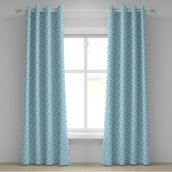 Ambesonne Watercolor Grommet Curtain, Ocean Curve Pattern, 50" x 84", Pale Blue Blue