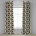 thumbnail image 1 of Ambesonne Watercolor Grommet Curtain, Plumeria Hibiscus, 50" x 72", Magenta Cream Green, 1 of 6