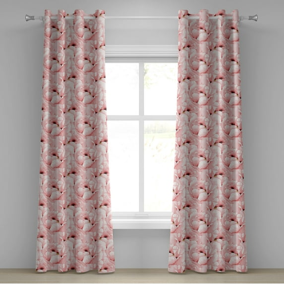 Ambesonne Watercolor Grommet Curtain, Vintage Flower Bloom, 50" x 108", Pale Pink