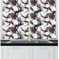 thumbnail image 1 of Ambesonne Watercolor Kitchen Curtains, Lilly with Birds, 55"x39", Multicolor, 1 of 2