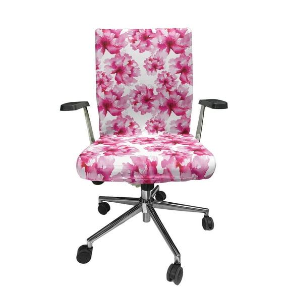 Ambesonne Watercolor Office Chair Cover Stretchable High Back, Abstract Peonies, Pink Magenta