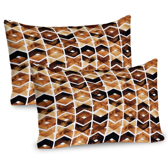 Ambesonne Watercolor Pillow Sham 2 Pack, Tribal Chevron Lines, 26"x20", Brown Caramel Pale Brown
