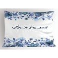 thumbnail image 1 of Ambesonne Watercolor Pillow Sham, Blue Flowers Leaves, 36" X 20", Royal Blue Pale Blue, 1 of 2