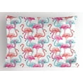 thumbnail image 1 of Ambesonne Watercolor Pillow Sham, Hawaii Flamingos, 26" X 20", Pale Blue Salmon Pink, 1 of 2