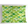 thumbnail image 1 of Ambesonne Watercolor Pillow Sham, Moroccan Trellis, 36" X 20", Lime Green Yellow White, 1 of 2