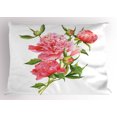 thumbnail image 1 of Ambesonne Watercolor Pillow Sham, Pink Peonies Bouquet, 26" X 20", Pink Green, 1 of 2