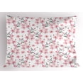 thumbnail image 1 of Ambesonne Watercolor Pillow Sham, Sakura Cherry Garden, 26" X 20", Reseda Green Pale Pink, 1 of 2