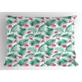 thumbnail image 1 of Ambesonne Watercolor Pillow Sham, Tropic Ferns Flowers, 26" X 20", Seafoam Pink, 1 of 2